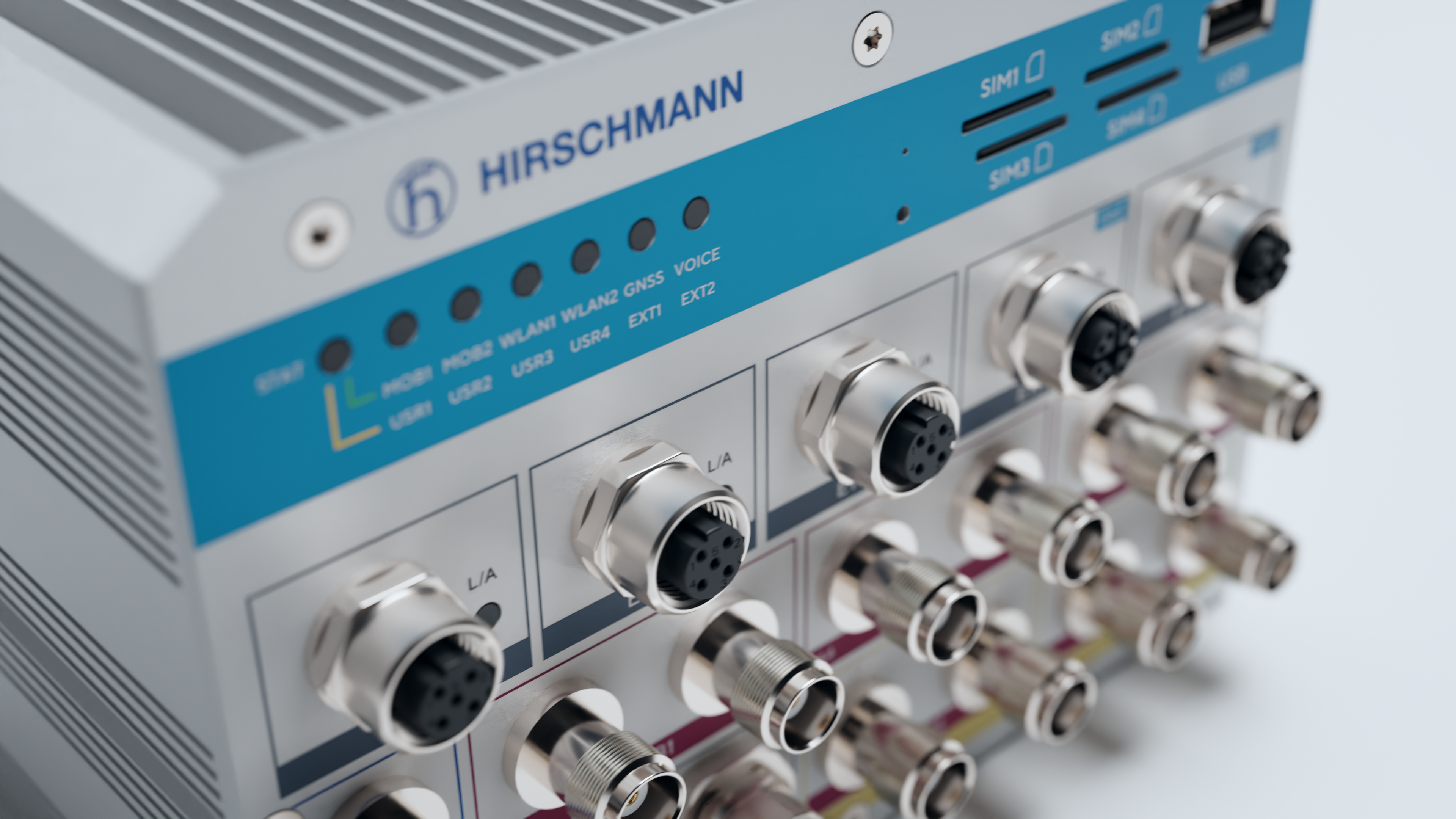 3D-Produktvisualisierung: Netmodule 5G Router, modularer Aufbau, Anwendungen in ÖPNV und Industrie